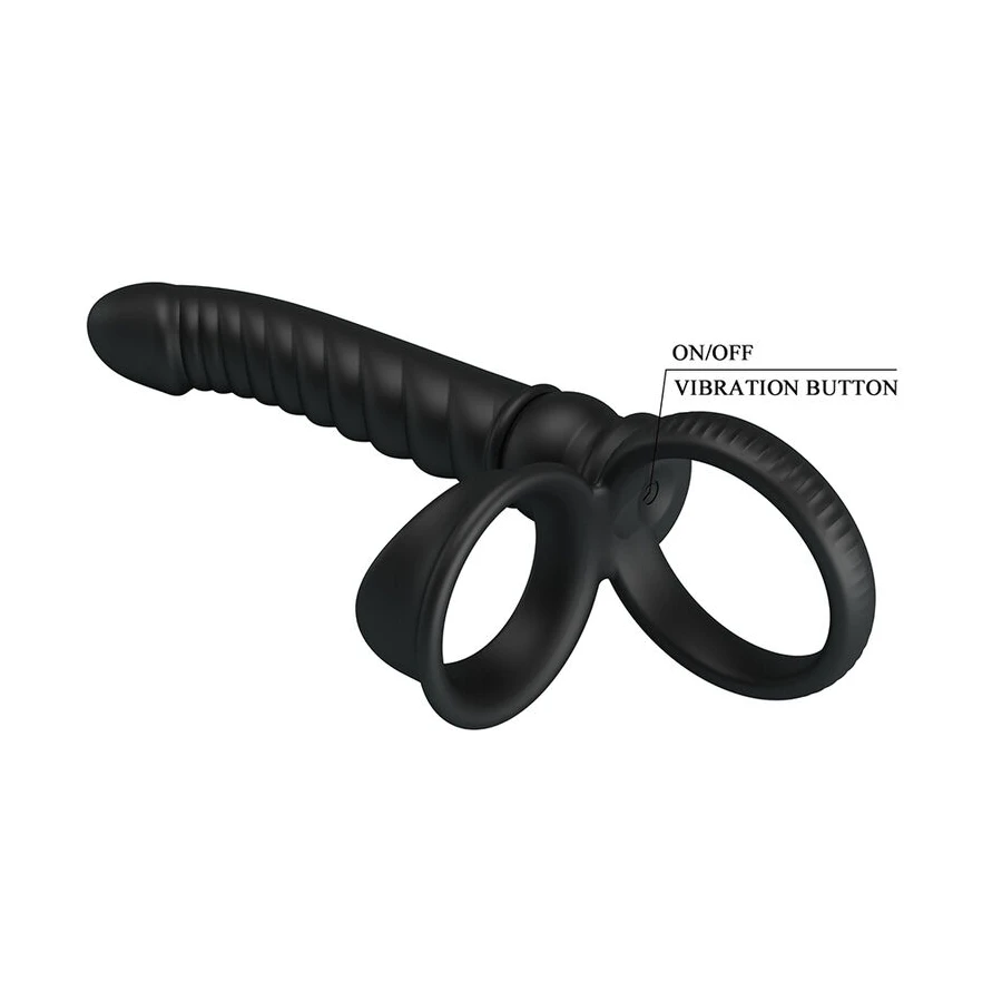 PRETTY LOVE - VIBRATORE ANALE MERRITT CON ANELLO E VIBRAZIONE NERO